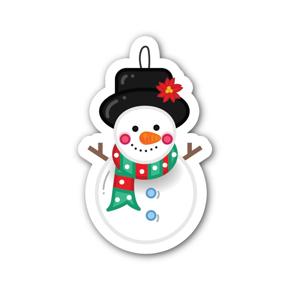 2 (Pieces) 3" and 5" Beautuful Snowman Sticker, Waterproof Vinyl Decals for Many Purpose Like Cars,