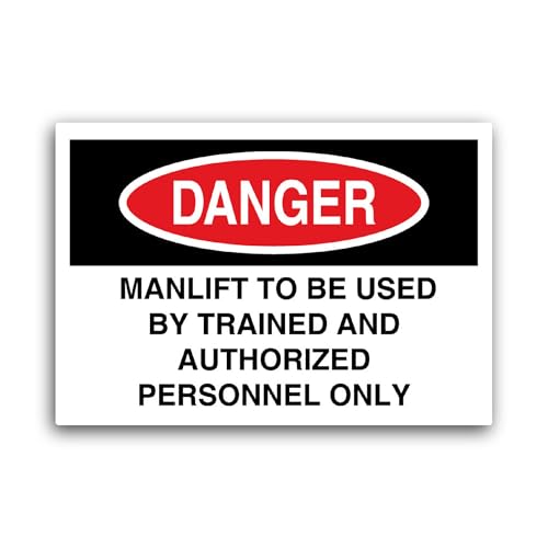 2 (Pieces) 3" and 5" Danger Manlift to Be Used Sticker, Waterproof Vinyl Decals for Many Purpose Lik