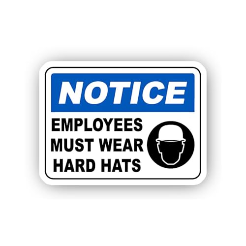 2 (Pieces) 3" and 5" Employee Hard Hat Requirement Notice Sticker, Waterproof Vinyl Decals for Many