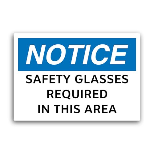 2 (Pieces) 3" and 5" Notice Safety Glasses Sticker, Waterproof Vinyl Decals for Many Purpose Like Ca