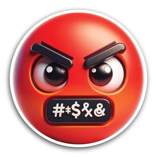 2 (Pieces) 3" and 5" Angry Red Face Sticker, Waterproof Vinyl Decals for Many Purpose Like Cars, Tru