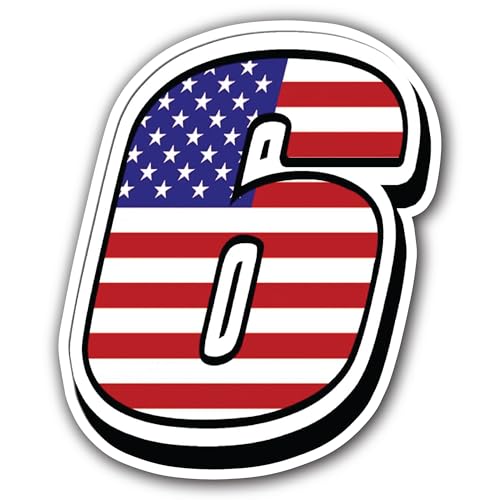 2 (Pieces) 3" and 5" American Flag in Number 6 Sticker, Waterproof Vinyl Decals for Many Purpose Lik