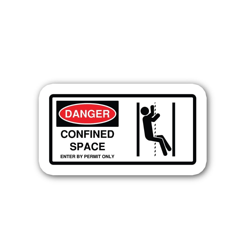 2 (Pieces) 3" and 5" Confined Space Danger Sign Sticker, Waterproof Vinyl Decals for Many Purpose Li