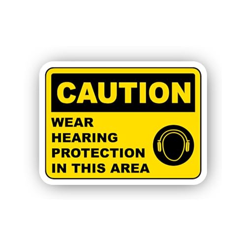 2 (Pieces) 3" and 5" Hearing Protection Caution Area Sticker, Waterproof Vinyl Decals for Many Purpo