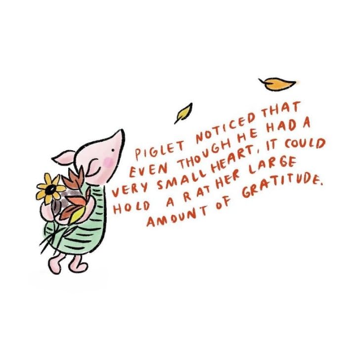 Piglet Noticed That Even Though he had a Very Small Heart Message Sticker - 5" Vinyl Sticker Waterpr