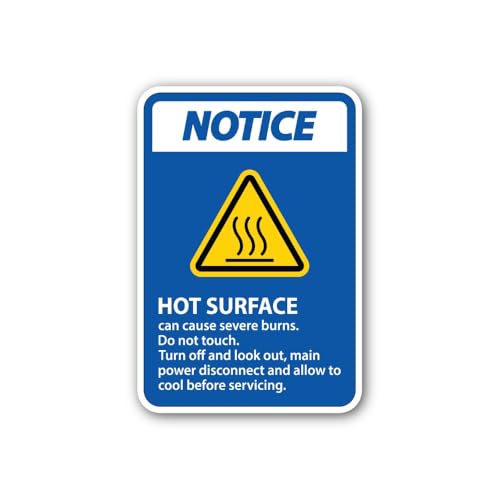 2 (Pieces) 3" and 5" Hot Surface Warning Sign Sticker, Waterproof Vinyl Decals for Many Purpose Like