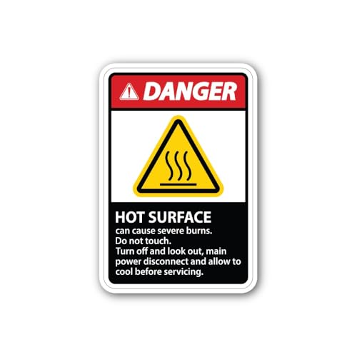 2 (Pieces) 3" and 5" Danger hot Surface Sticker, Waterproof Vinyl Decals for Many Purpose Like Cars,