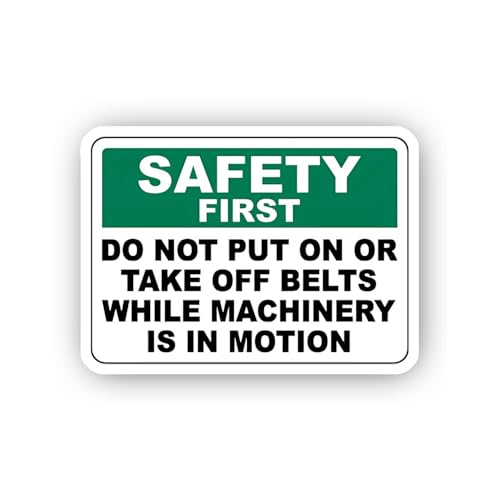 2 (Pieces) 3" and 5" Do Not Put On Belts While Machinery is Moving Sign Sticker, Waterproof Vinyl De
