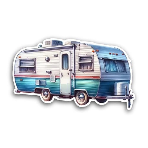 2 (Pieces) 3" and 5" Camping Caravan Sticker, Waterproof Vinyl Decals for Many Purpose Like Cars, Tr