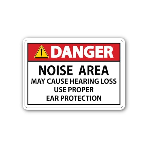 2 (Pieces) 3" and 5" Danger: High Noise Area Sign Sticker, Waterproof Vinyl Decals for Many Purpose