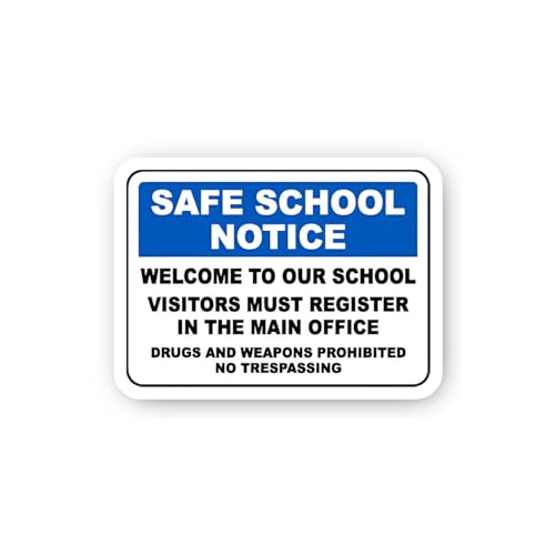 2 (Pieces) 3" and 5" Safe School Visitors Register Notice Sticker, Waterproof Vinyl Decals for Many