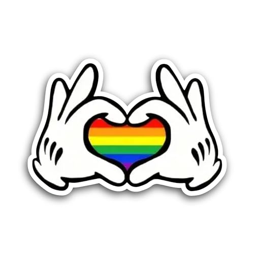 2 (Pieces) 3" and 5" Rainbow Heart with Hands Sticker, Waterproof Vinyl Decals for Many Purpose Like