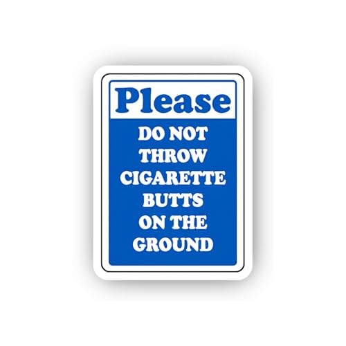 2 (Pieces) 3" and 5" Cigarette Butt Disposal Notice Sticker, Waterproof Vinyl Decals for Many Purpos