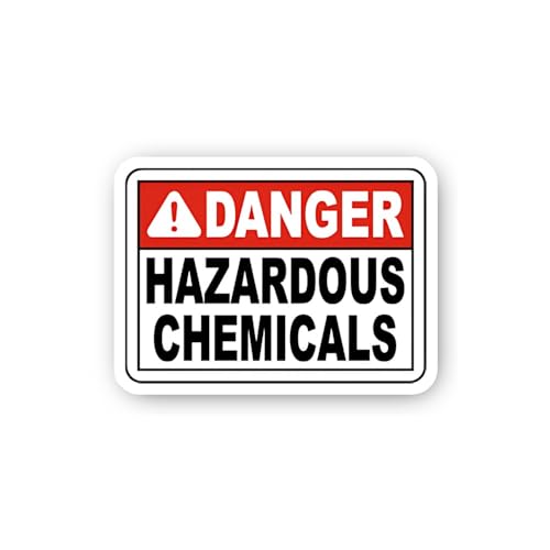 2 (Pieces) 3" and 5" Danger Hazard0us Chemicals Sticker, Waterproof Vinyl Decals for Many Purpose Li