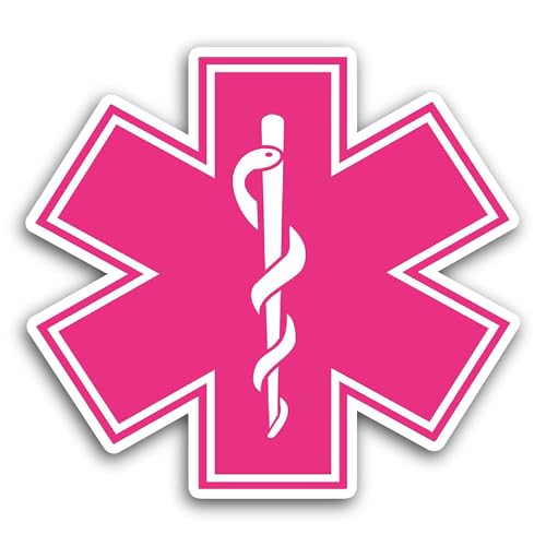 2 (Pieces) 3" and 5" Pink Medical Icon Sticker, Waterproof Vinyl Decals for Many Purpose Like Cars,