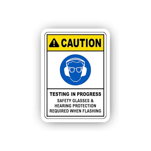 2 (Pieces) 3" and 5" Flashing Signal Testing Safety Sticker, Waterproof Vinyl Decals for Many Purpos