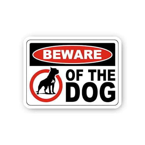 2 (Pieces) 3" and 5" Beware of The Dog Warning with Silhouette Sticker, Waterproof Vinyl Decals for