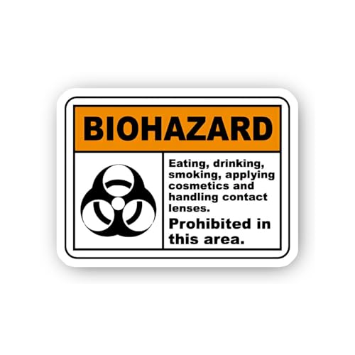 2 (Pieces) 3" and 5" Biohazard Area Restricted Activities Notice Sticker, Waterproof Vinyl Decals fo