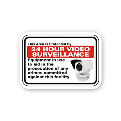 2 (Pieces) 3" and 5" 24 H0ur Vide0 Surveillance Sticker, Waterproof Vinyl Decals for Many Purpose Li