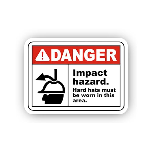 2 (Pieces) 3" and 5" Danger Impact Hazard Hard Hat Requirement Sticker, Waterproof Vinyl Decals for