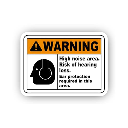 2 (Pieces) 3" and 5" High Noise Zone Hearing Loss Risk Sticker, Waterproof Vinyl Decals for Many Pur