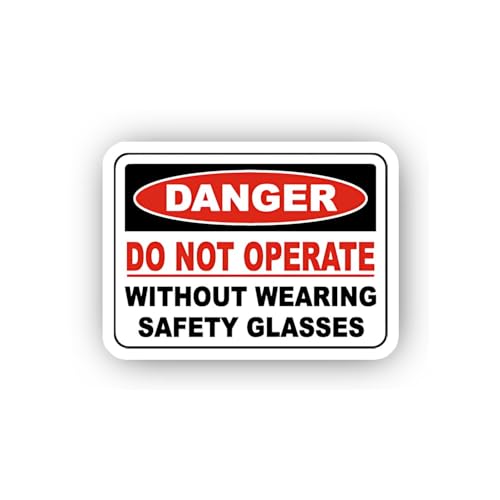 2 (Pieces) 3" and 5" Danger No Operation Without Glasses Sticker, Waterproof Vinyl Decals for Many P