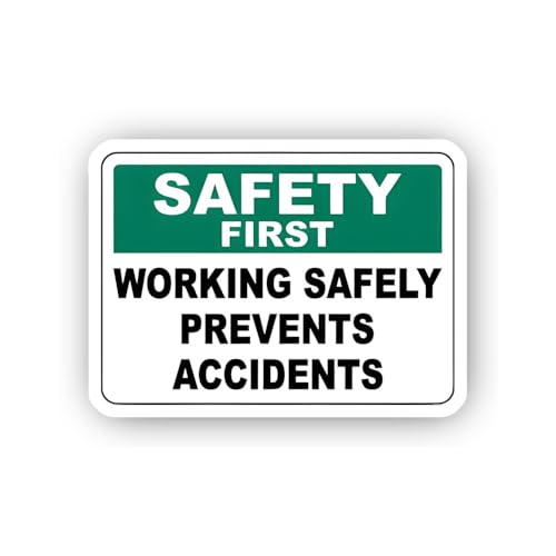 2 (Pieces) 3" and 5" Working Safely Prevents Accidents Sign Sticker, Waterproof Vinyl Decals for Man