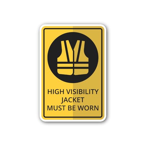 2 (Pieces) 3" and 5" Mandatory Hi-Vis Vest Sign Sticker, Waterproof Vinyl Decals for Many Purpose Li