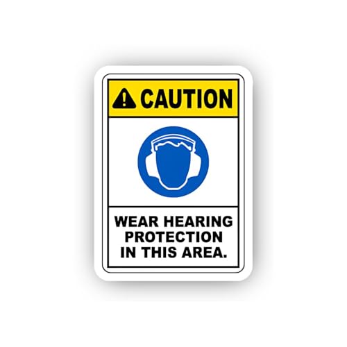 2 (Pieces) 3" and 5" Mandatory Hearing Safeguard Area Sticker, Waterproof Vinyl Decals for Many Purp