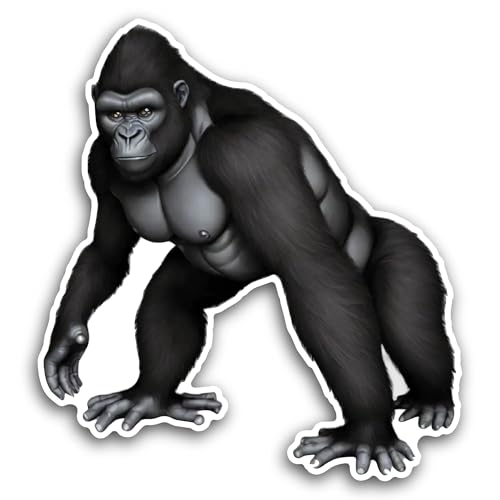 2 (Pieces) 3" and 5" Black Gorilla Sticker, Waterproof Vinyl Decals for Many Purpose Like Cars, Truc