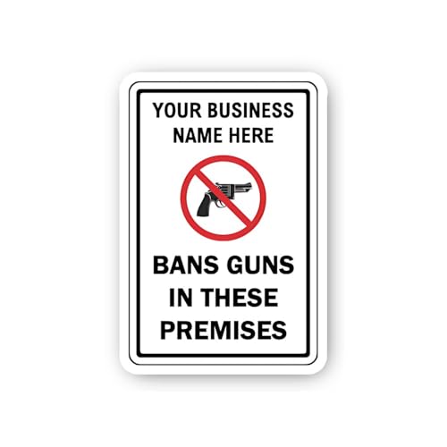 2 (Pieces) 3" and 5" Business Bans Guns in Premises Sticker, Waterproof Vinyl Decals for Many Purpos