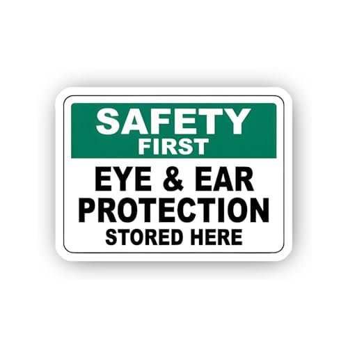 2 (Pieces) 3" and 5" Eye and Ear Protection Storage Sign Sticker, Waterproof Vinyl Decals for Many P