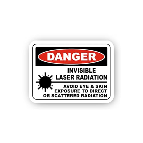 2 (Pieces) 3" and 5" Invisible Laser Radiation Danger Sign Sticker, Waterproof Vinyl Decals for Many