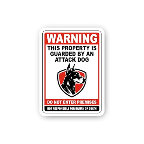 2 (Pieces) 3" and 5" Warning: Property Guarded by an Attack Dog Sticker, Waterproof Vinyl Decals for
