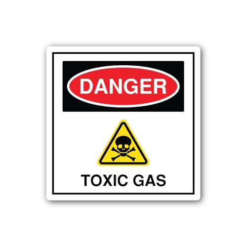 2 (Pieces) 3" and 5" Danger-Toxic Gas Hazard Warning Sticker, Waterproof Vinyl Decals for Many Purpo