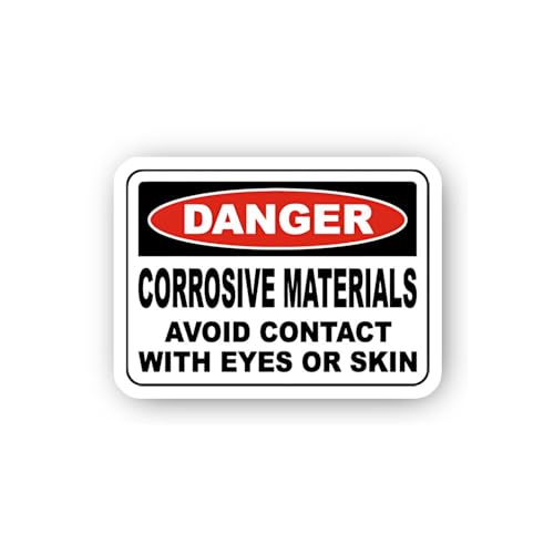 2 (Pieces) 3" and 5" Corrosive Material Exposure Warning Sticker, Waterproof Vinyl Decals for Many P