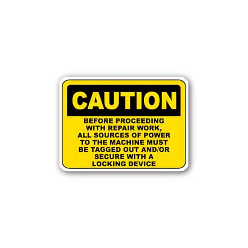2 (Pieces) 3" and 5" Caution Before Proceeding with Repair Work Sign Sticker, Waterproof Vinyl Decal
