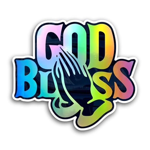 2 (Pieces) 3" and 5" God Bless Colorful Text Sticker, Waterproof Vinyl Decals for Many Purpose Like