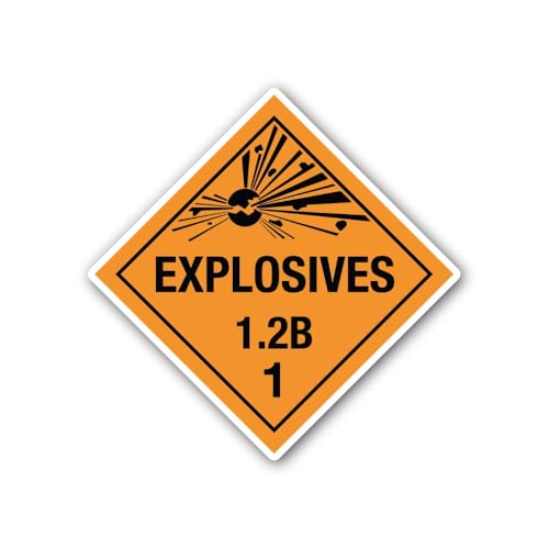 2 (Pieces) 3" and 5" Explosive Class 1.2 B Placard Sticker, Waterproof Vinyl Decals for Many Purpose