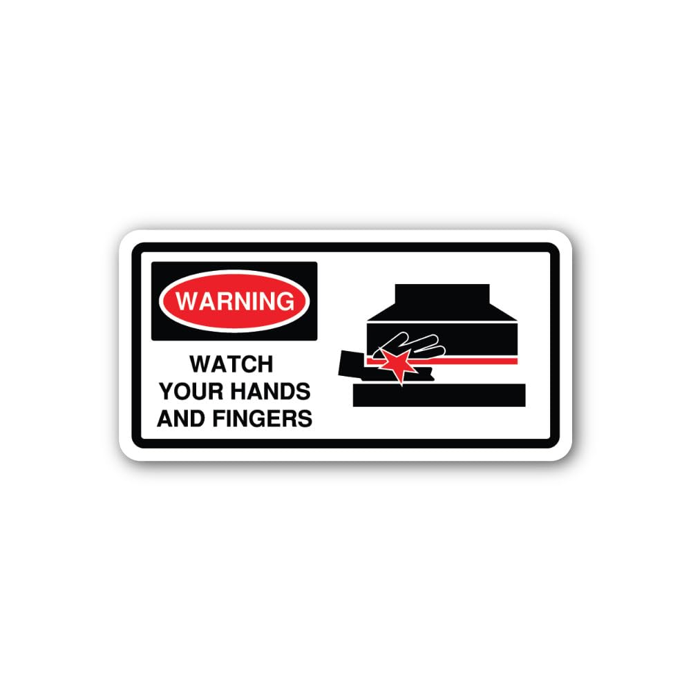 2 (Pieces) 3" and 5" Hand and Finger Injury Prevention Signage Sticker, Waterproof Vinyl Decals for