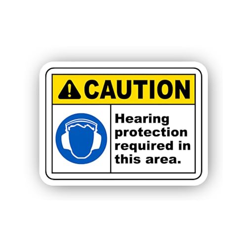 2 (Pieces) 3" and 5" Hearing Protection Area Caution Label Sticker, Waterproof Vinyl Decals for Many