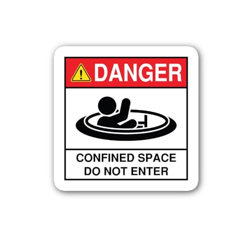 2 (Pieces) 3" and 5" Confined Space Do Not Enter Sign Sticker, Waterproof Vinyl Decals for Many Purp
