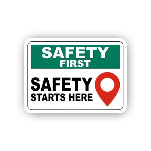 2 (Pieces) 3" and 5" Safety First: Safety Starts Here Sign Sticker, Waterproof Vinyl Decals for Many