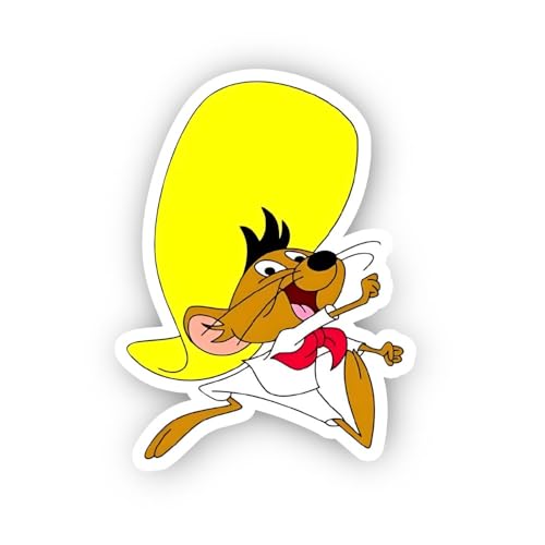 2 (Pieces) 2" and 3" Brown Mouse with Oversized Yellow Hat Sticker, Waterproof Vinyl Decals for Many