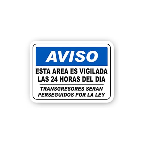 2 (Pieces) 3" and 5" Spanish 24 Hour Surveillance Aviso Sticker, Waterproof Vinyl Decals for Many Pu