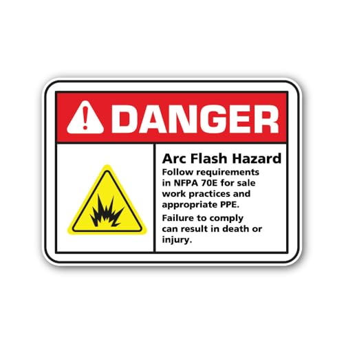 2 (Pieces) 3" and 5" Failure to Comply Arc Flash Danger Label Sticker, Waterproof Vinyl Decals for M