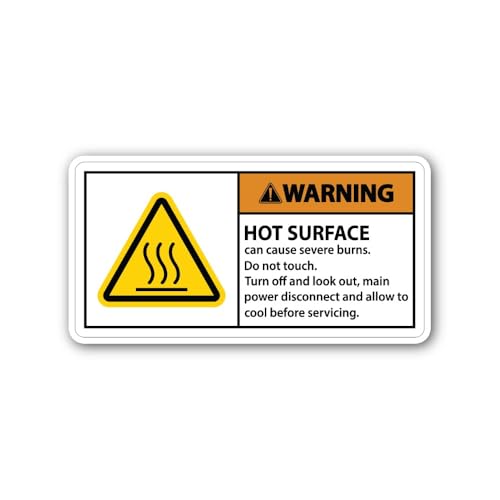 2 (Pieces) 3" and 5" Warning hot Surface Sign Sticker, Waterproof Vinyl Decals for Many Purpose Like