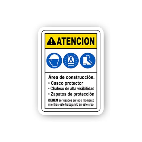 2 (Pieces) 3" and 5" Full Protective Gear Spanish Site Sign Sticker, Waterproof Vinyl Decals for Man