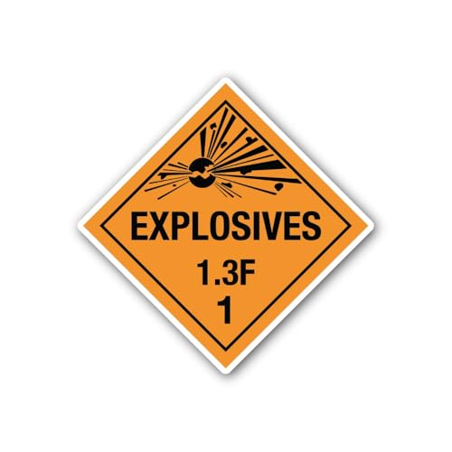 2 (Pieces) 3" and 5" Hazard Class 1 Explosives 1.3F Placard Sticker, Waterproof Vinyl Decals for Man