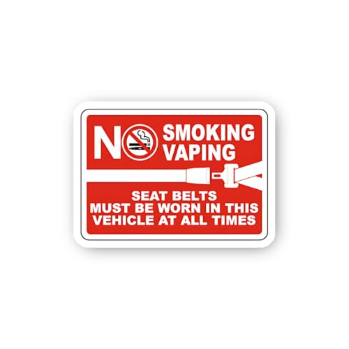 2 (Pieces) 3" and 5" No Smoking Vaping Seat Belts Sticker, Waterproof Vinyl Decals for Many Purpose